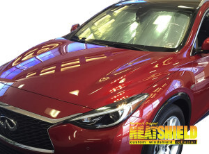 Heatshield Windshield Sun Shade for 2017, 2018, 2019 Infiniti QX30 (exterior view)
