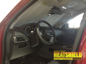 Heatshield Windshield Sun Shade for 2018 Jaguar F-Pace (interior view)