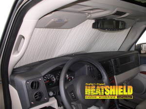 Heatshield Windshield Sun Shade for 2008 Jeep Commander (interior view)