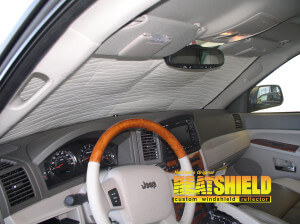 Heatshield Windshield Sun Shade for 2006 Jeep Grand Cherokee (interior view)