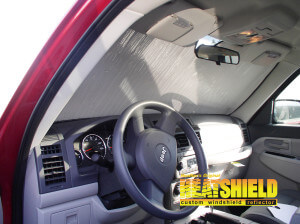 Heatshield Windshield Sun Shade for 2010 Jeep Liberty (interior view)