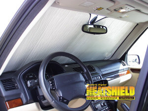 Heatshield Windshield Sun Shade for 2003 Land Rover Range Rover (interior view)