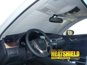 Heatshield Windshield Sun Shade for 2016 Lexus GS450h (interior view)