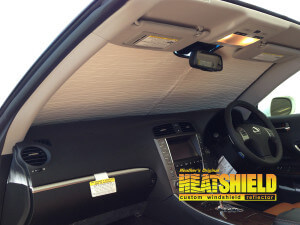 Heatshield Windshield Sun Shade for 2014 Lexus IS350 (interior view)