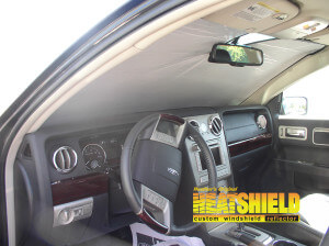 Heatshield Windshield Sun Shade for 2007 Lincoln MKZ (interior view)