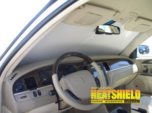 Heatshield Windshield Sun Shade for 2005 Lincoln Town Car (interior view)