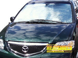 Heatshield Windshield Sun Shade for 2000-2006 Mazda MPV (exterior view)