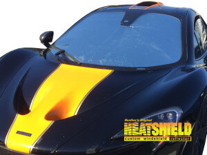 Heatshield Windshield Sun Shade for 2014, 2015 McLaren P1 (exterior view)