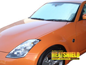 Heatshield Windshield Sun Shade for 2003, 2004, 2005, 2006, 2007, 2008 Nissan 350Z (exterior view)