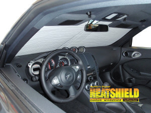Heatshield Windshield Sun Shade for 2018 Nissan 370Z (interior view)