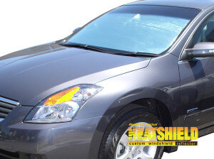 Heatshield Windshield Sun Shade for 2007, 2008, 2009, 2010, 2011, 2012 Nissan Altima (exterior view)