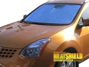 Heatshield Windshield Sun Shade for 2008, 2009, 2010, 2011, 2012, 2013 Nissan Rogue (exterior view)