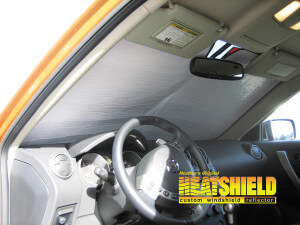 Heatshield Windshield Sun Shade for 2013 Nissan Rogue (interior view)