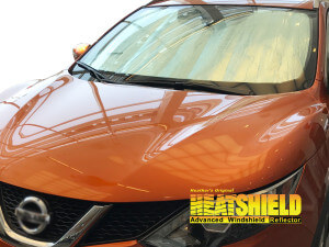 Heatshield Windshield Sun Shade for 2017, 2018, 2019, 2020, 2021, 2022 Nissan Rogue Sport (exterior view)