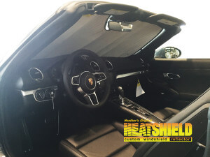 Heatshield Windshield Sun Shade for 2017 Porsche Boxster (718) (interior view)