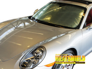 Heatshield Windshield Sun Shade for 2012-2019 Porsche 911 (exterior view)