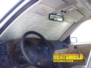Heatshield Windshield Sun Shade for 2011 Saab 9-5 (interior view)
