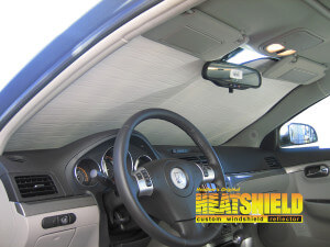 Heatshield Windshield Sun Shade for 2007 Saturn Aura (interior view)