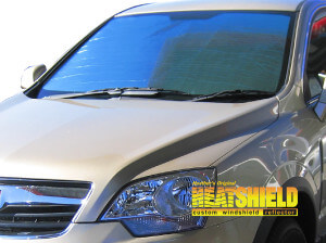Heatshield Windshield Sun Shade for 2008, 2009, 2010 Saturn VUE (exterior view)