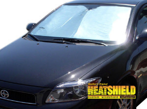 Heatshield Windshield Sun Shade for 2005, 2006, 2007, 2008, 2009, 2010 Scion tC (exterior view)