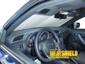 Heatshield Windshield Sun Shade for 2011 Scion tC (interior view)