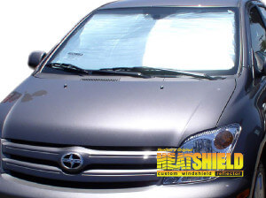 Heatshield Windshield Sun Shade for 2004, 2005, 2006 Scion xA (exterior view)