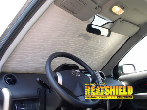 Heatshield Windshield Sun Shade for 2005 Scion xA (interior view)