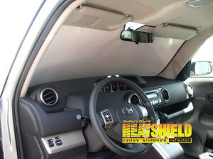 Heatshield Windshield Sun Shade for 2014 Scion xB (interior view)