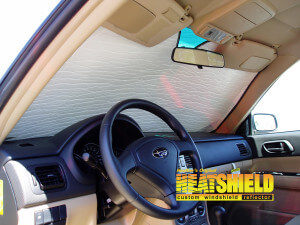 Heatshield Windshield Sun Shade for 2005 Subaru Forester (interior view)