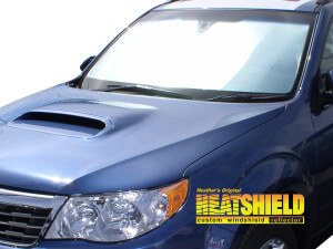 Heatshield Windshield Sun Shade for 2009, 2010, 2011, 2012, 2013 Subaru Forester (exterior view)