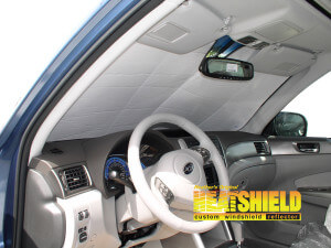 Heatshield Windshield Sun Shade for 2013 Subaru Forester (interior view)