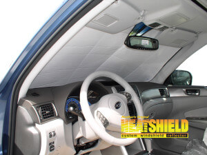 Heatshield Windshield Sun Shade for 2010 Subaru Forester (interior view)