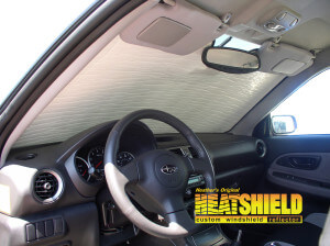 Heatshield Windshield Sun Shade for 2005 Subaru Impreza (interior view)