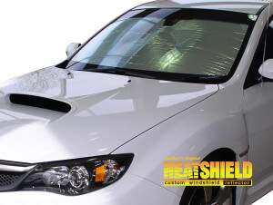 Heatshield Windshield Sun Shade for 2008, 2009, 2010, 2011 Subaru Impreza (exterior view)