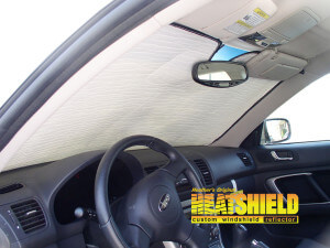 Heatshield Windshield Sun Shade for 2005 Subaru Outback (interior view)