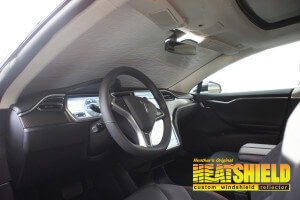 Heatshield Windshield Sun Shade for 2019 Tesla Model S (interior view)