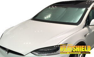 Heatshield Windshield Sun Shade for 2016-2024 Tesla Model X (exterior view)