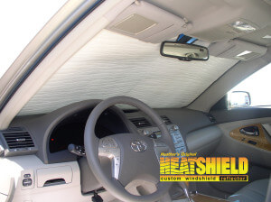 Heatshield Windshield Sun Shade for 2007 Toyota Camry (interior view)