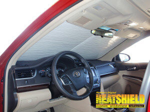 Heatshield Windshield Sun Shade for 2014 Toyota Camry (interior view)