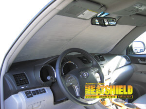 Heatshield Windshield Sun Shade for 2011 Toyota Highlander (interior view)
