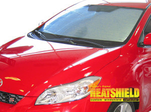 Heatshield Windshield Sun Shade for 2009, 2010, 2011, 2012, 2013 Toyota Matrix (exterior view)