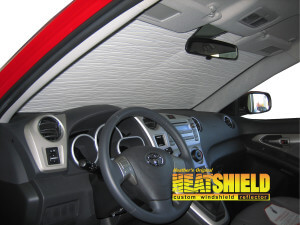 Heatshield Windshield Sun Shade for 2009 Toyota Matrix (interior view)
