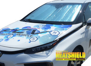 Heatshield Windshield Sun Shade for 2016, 2017, 2018, 2019, 2020 Toyota Mirai (exterior view)