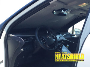 Heatshield Windshield Sun Shade for 2017 Toyota Mirai (interior view)