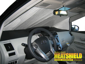 Heatshield Windshield Sun Shade for 2012 Toyota Prius V (interior view)