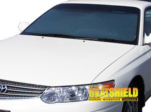 Heatshield Windshield Sun Shade for 1999, 2000, 2001, 2002, 2003 Toyota Solara (exterior view)