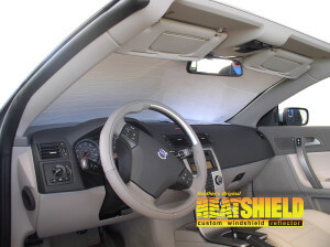 Heatshield Windshield Sun Shade for 2013 Volvo C70 (interior view)