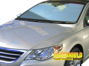 Heatshield Windshield Sun Shade for 2009-2017 Volkswagen CC (exterior view)