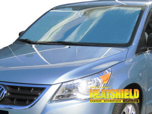 Heatshield Windshield Sun Shade for 2009, 2010, 2011, 2012, 2013 Volkswagen Routan (exterior view)