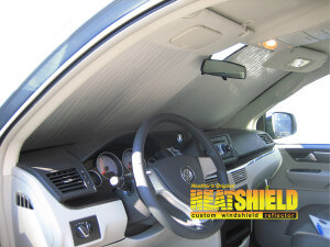 Heatshield Windshield Sun Shade for 2011 Volkswagen Routan (interior view)